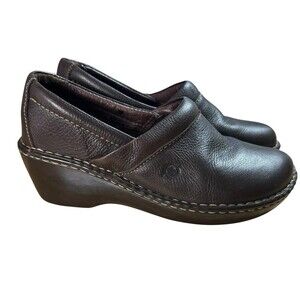 Børn Leather Boho Clogs Mules Women Sz US 7 EU 38 Brown Casual Comfort Nursing